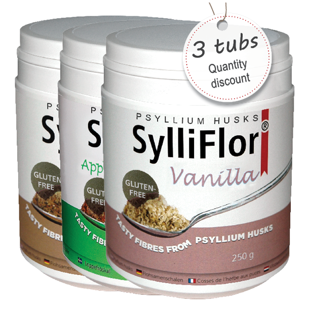 SylliFlor<sup>®</sup> Psyllium Husks<br />Combi<br />Multi pack 3 x 250 g