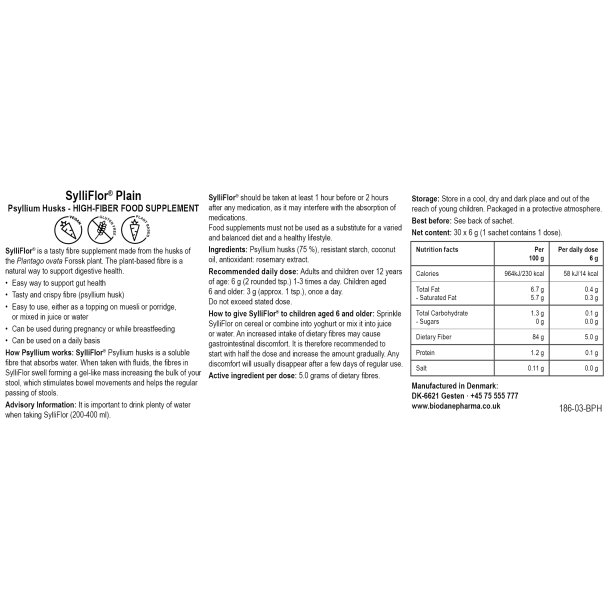 SylliFlor Natural Sachets – neutral-tasting fiber supplement with psyllium husks from Biodane Pharma