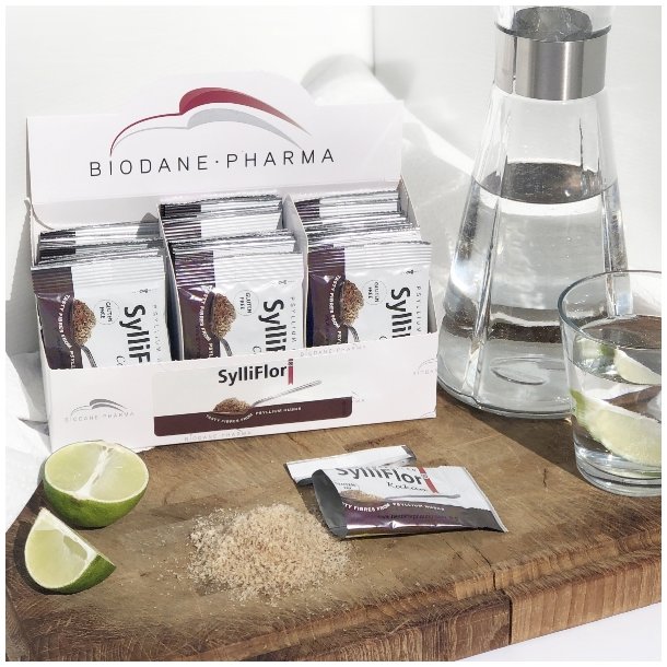 SylliFlor Cocoa Sachets – fiber supplement with a rich and full-bodied taste of cocoa made from psyllium husks by Biodane Pharma