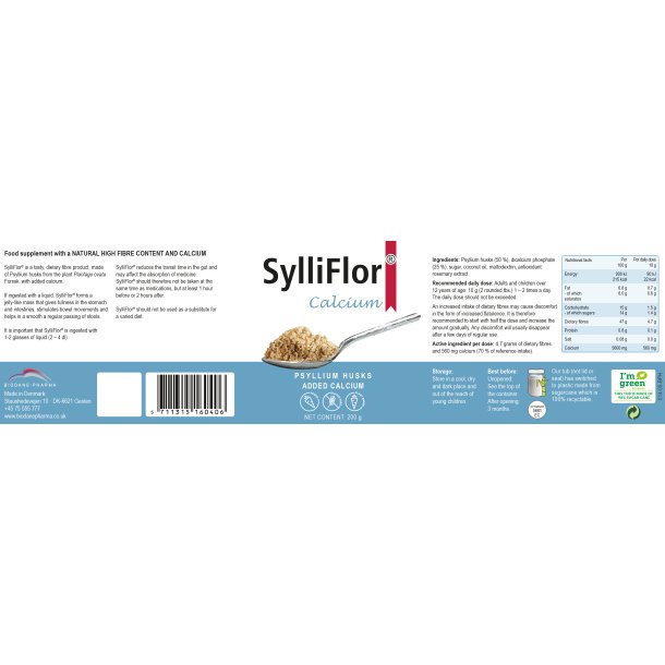 SylliFlor<sup></sup> Psyllium Husks<br />Calcium<br />Single pack 200 g